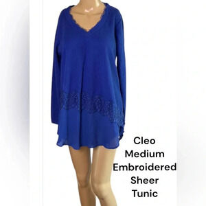 Sheer tunic, short dress, blue,M ,fairy ,whimsy ,feminine , fray,ribbed,